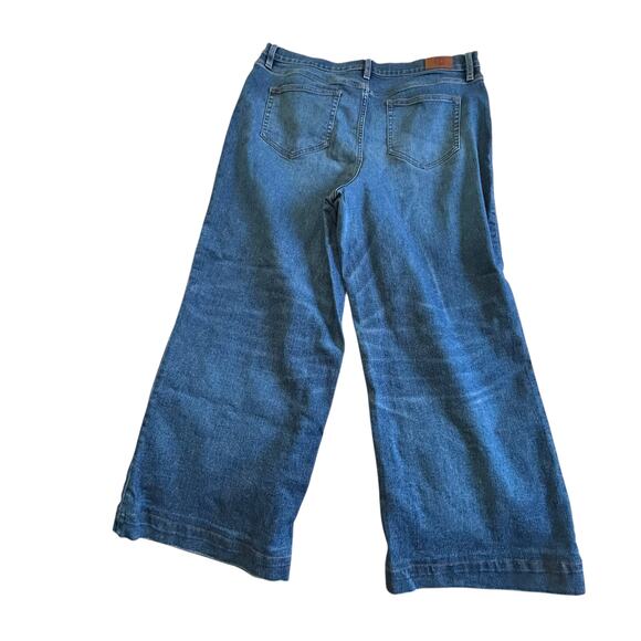 Lands' End Wide Leg Jeans USA Made High Rise Stretch 90s Vintage Minimalist XL - Picture 7 of 8